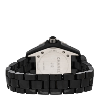 Chanel Stainless Steel Ceramic Diamond 33mm J12 Quartz Watch Black 3 of 5