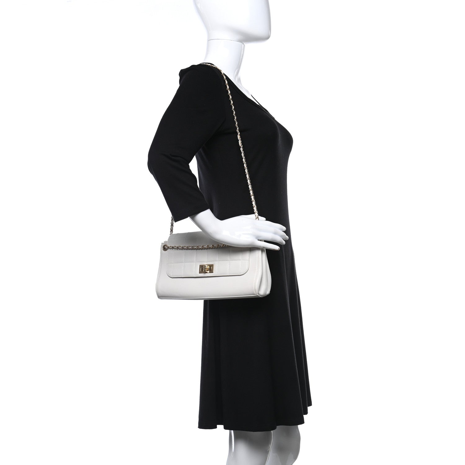 Chanel Lambskin Chocolate Bar Accordion Mademoiselle White 2 of 15