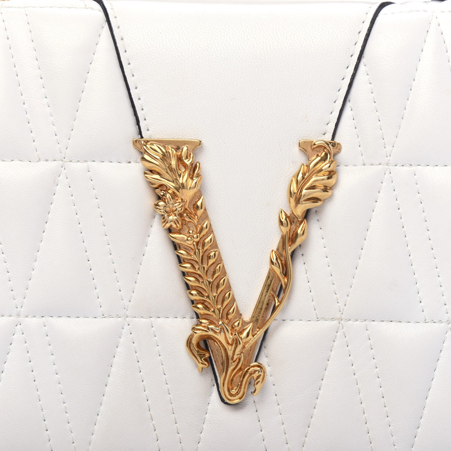 Versace Nappa Quilted Virtus Top Handle Shoulder Bag White 13 of 13