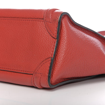 Celine Drummed Calfskin Nano Luggage Coquelicot 11 of 12
