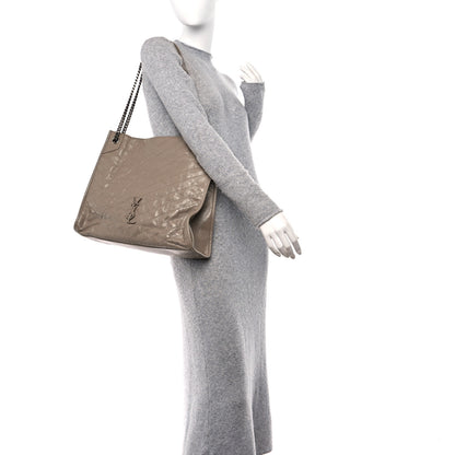 Saint Laurent SAINT LAURENT Crinkled Calfskin Matelasse Monogram Large Niki Shopper Tote Dusty Grey 2 of 10