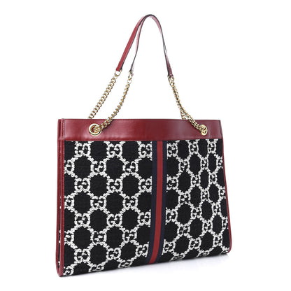 Gucci Tweed GG Monogram Large Rajah Chain Tote Romantic Cherry Black White 4 of 11