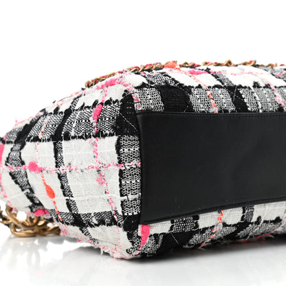 Chanel Tweed Calfskin Signe Hobo Coral White Black 9 of 15