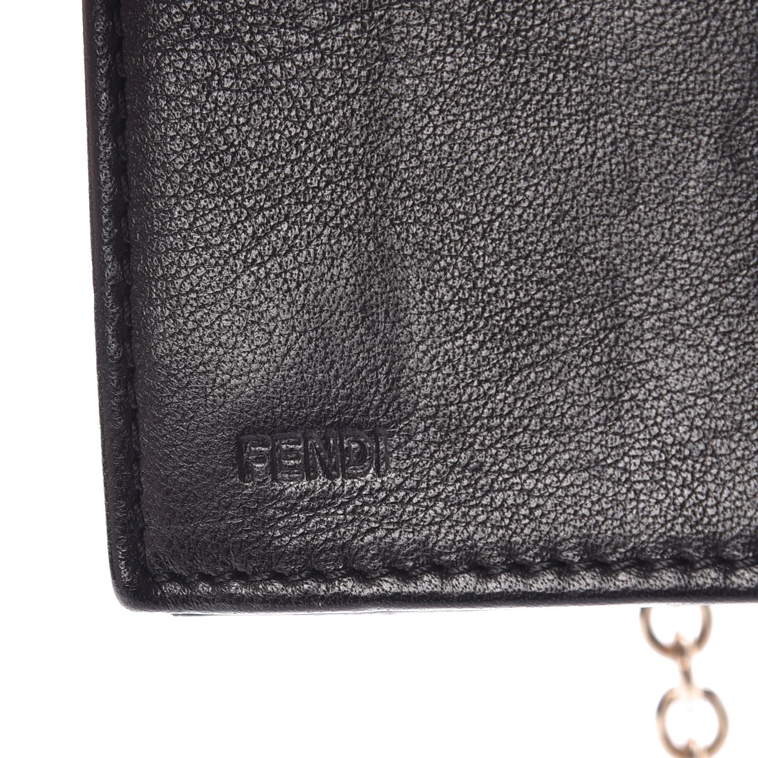 Fendi Patent Fendilicious Embossed Quilted Wallet On Chain Black 7 of 11