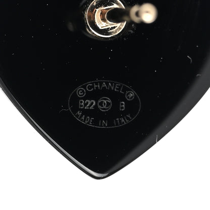 Chanel Resin Crystal CC Heart Earrings Black Gold 4 of 5