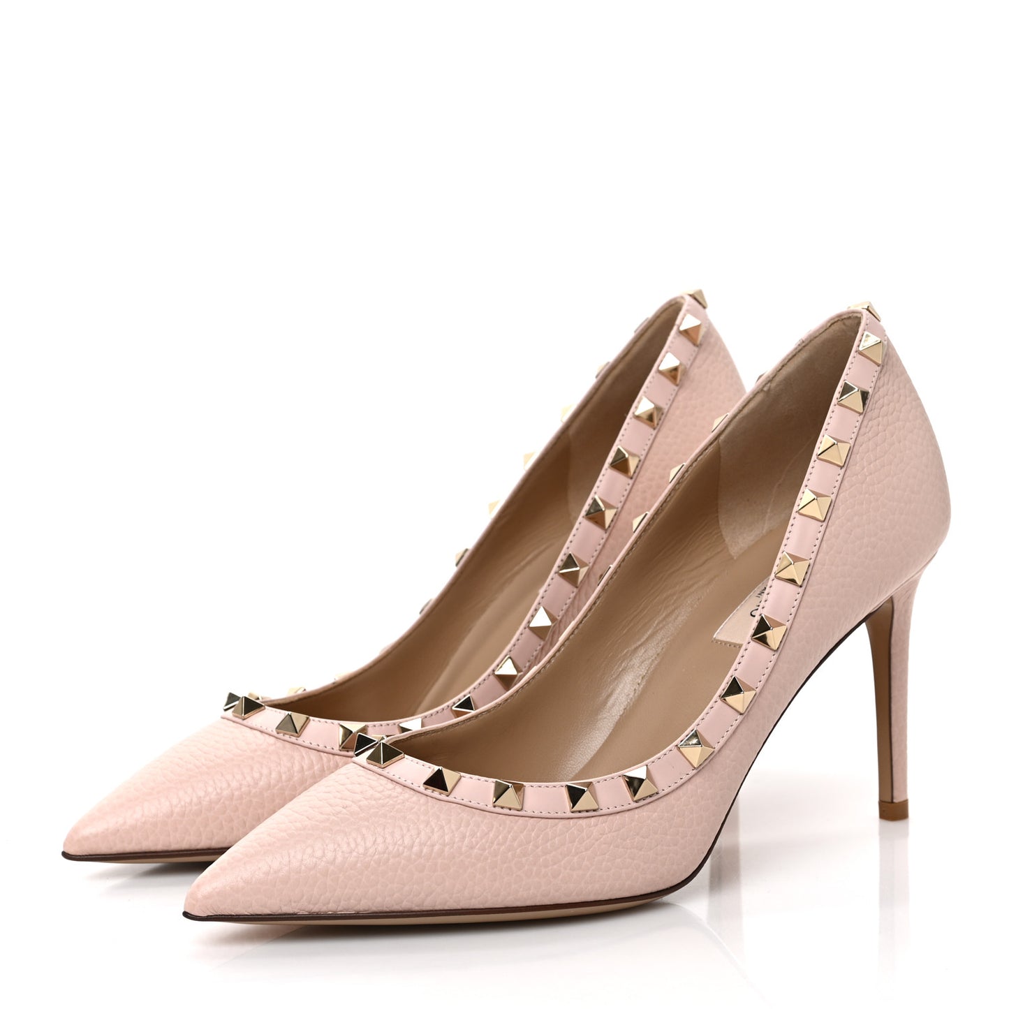 Pebbled Calfskin Rockstud 85mm Pumps 38 Rose Quartz