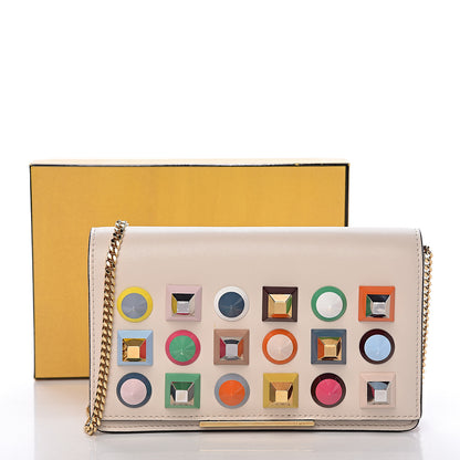 Fendi Vitello Liberty Studded Tube Wallet On Chain Camelia Multicolor 10 of 10