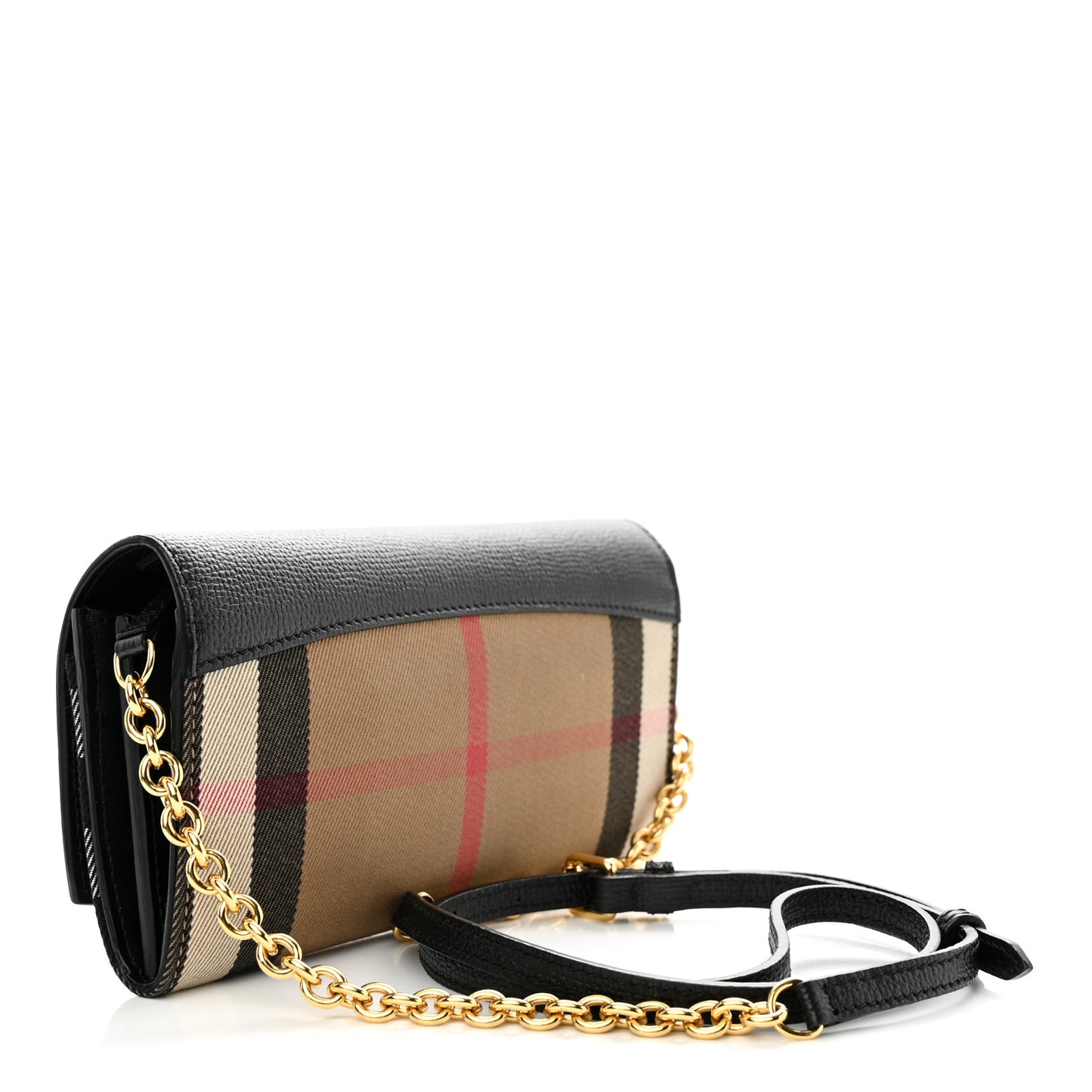 Derby Calfskin House Check Henley Wallet On Chain Black