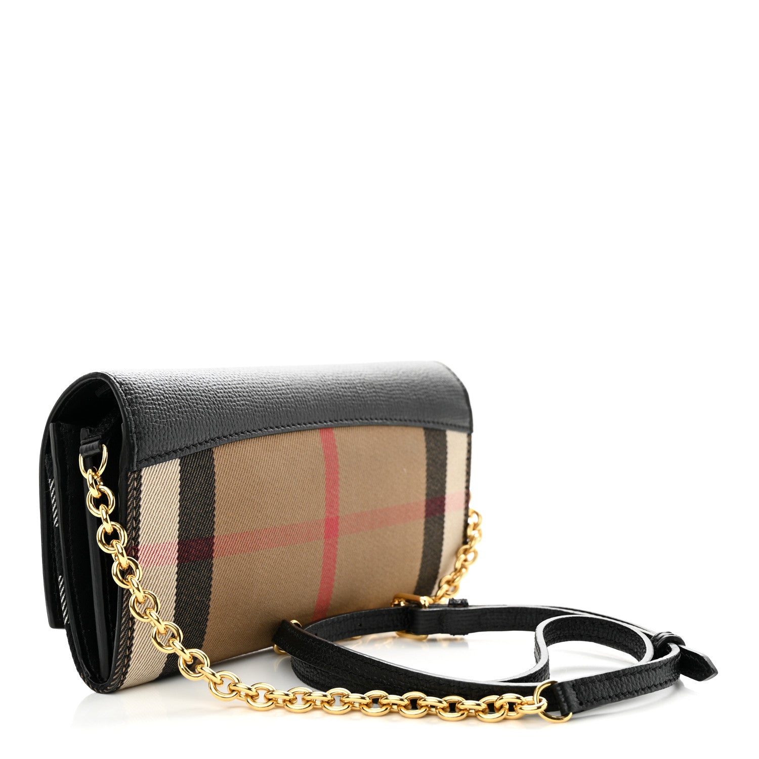 Burberry Derby Calfskin House Check Henley Wallet On Chain Black 3 of 12