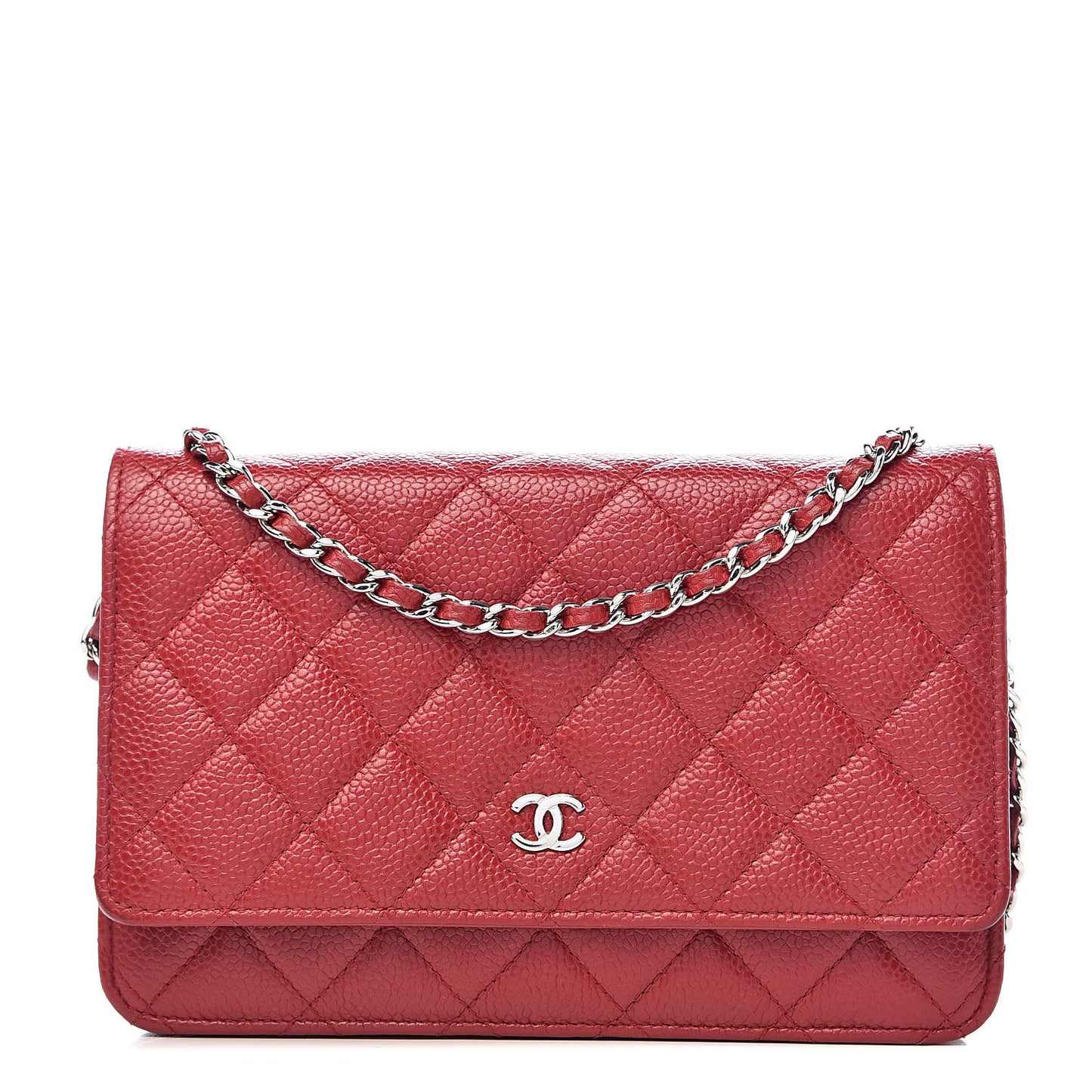 Caviar Quilted Wallet on Chain WOC Red