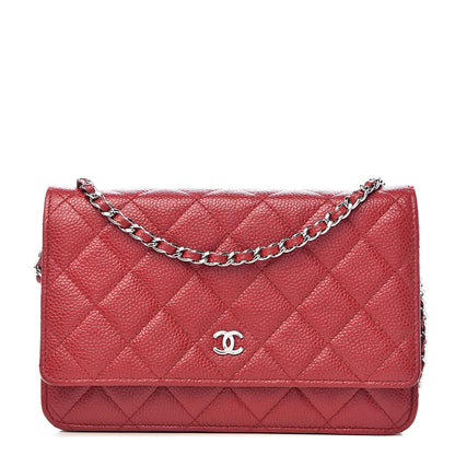 Chanel Caviar Quilted Wallet on Chain WOC Red 1 of 12