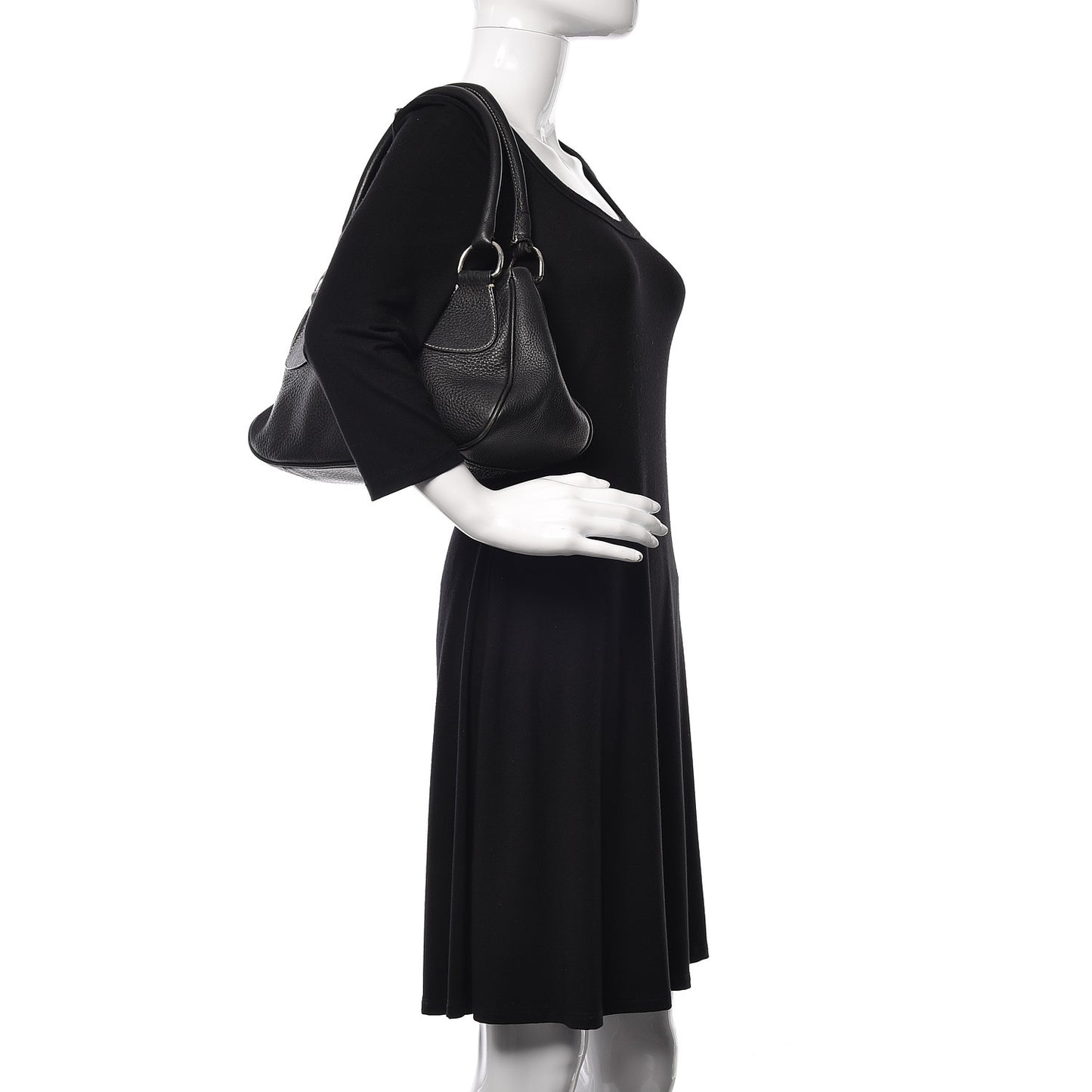 Vitello Daino Box Shoulder Bag Nero Black