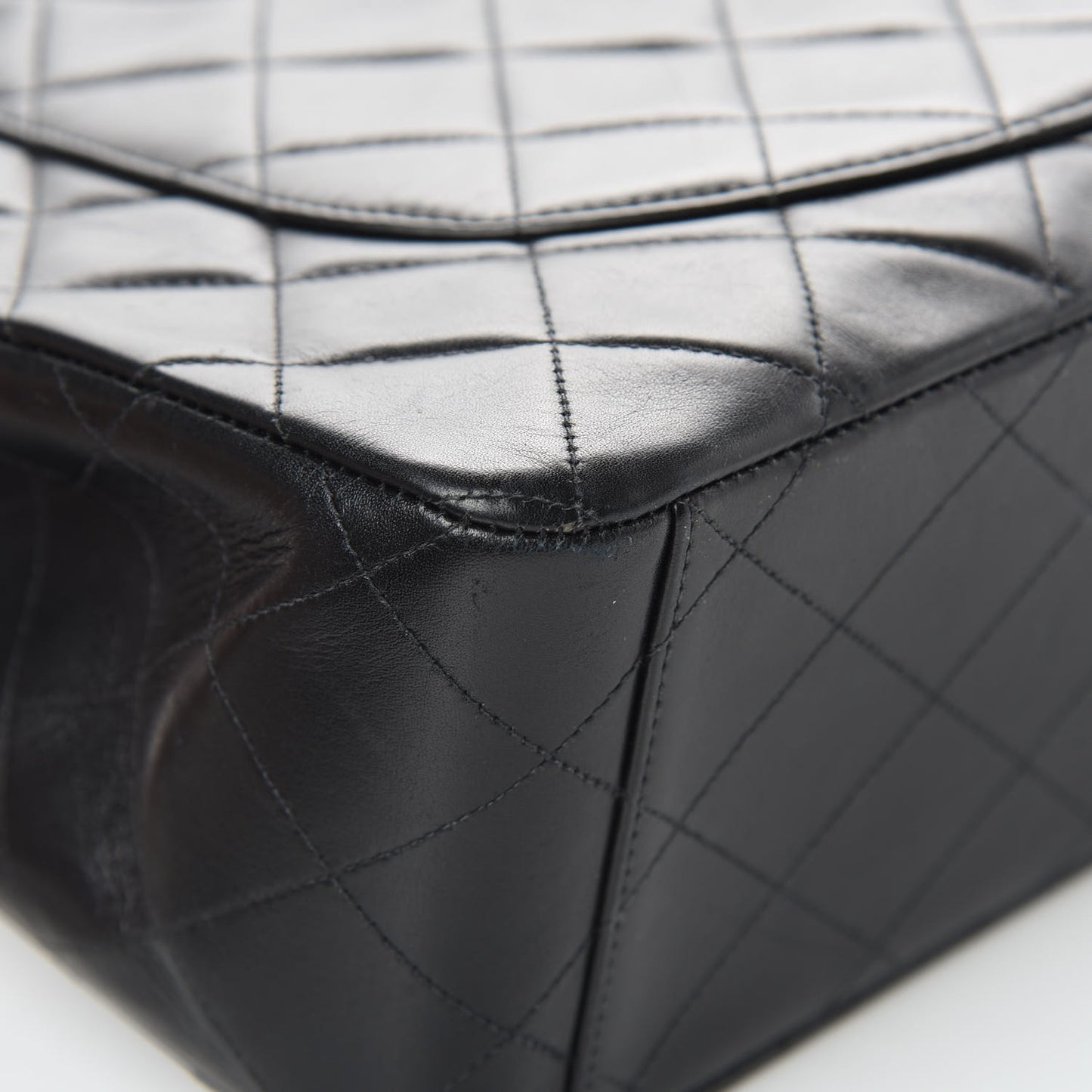 Lambskin Quilted XL Jumbo Single Flap Black