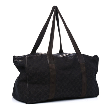 Gucci Denim Monogram Large Collapsible Carry On Duffle Bag Brown 2 of 10