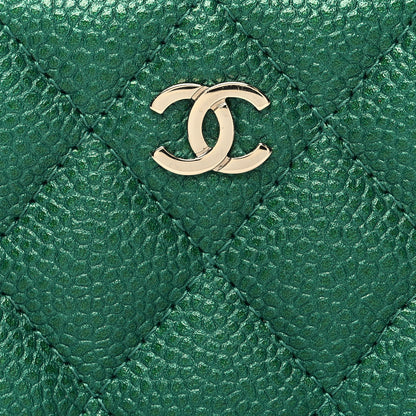 Chanel Metallic Caviar Quilted Zipped Key Holder Case Green 8 of 8