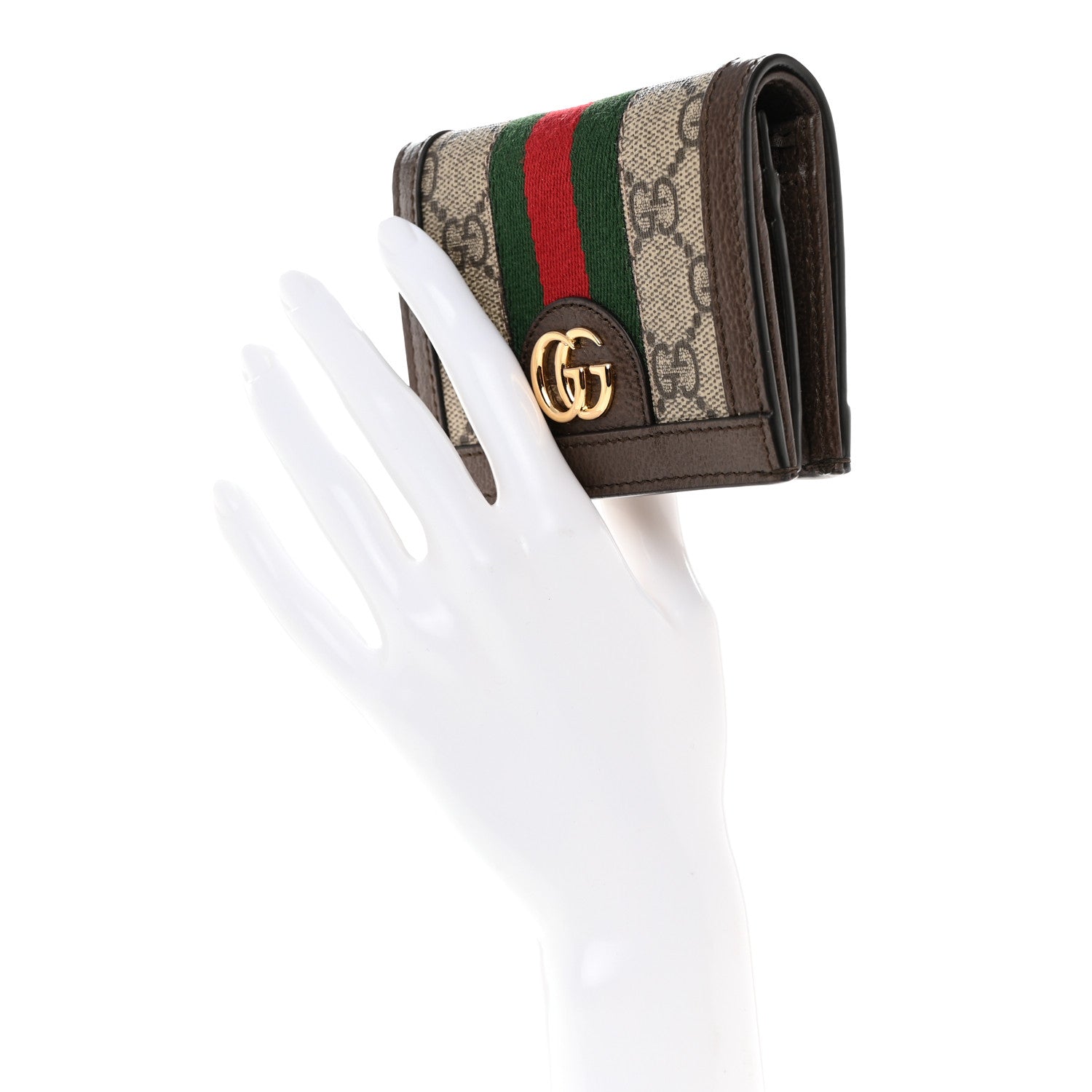 Gucci GG Supreme Monogram Web Ophidia Card Case Beige New Acero 2 of 7