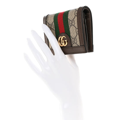 Gucci GG Supreme Monogram Web Ophidia Card Case Beige New Acero 2 of 7