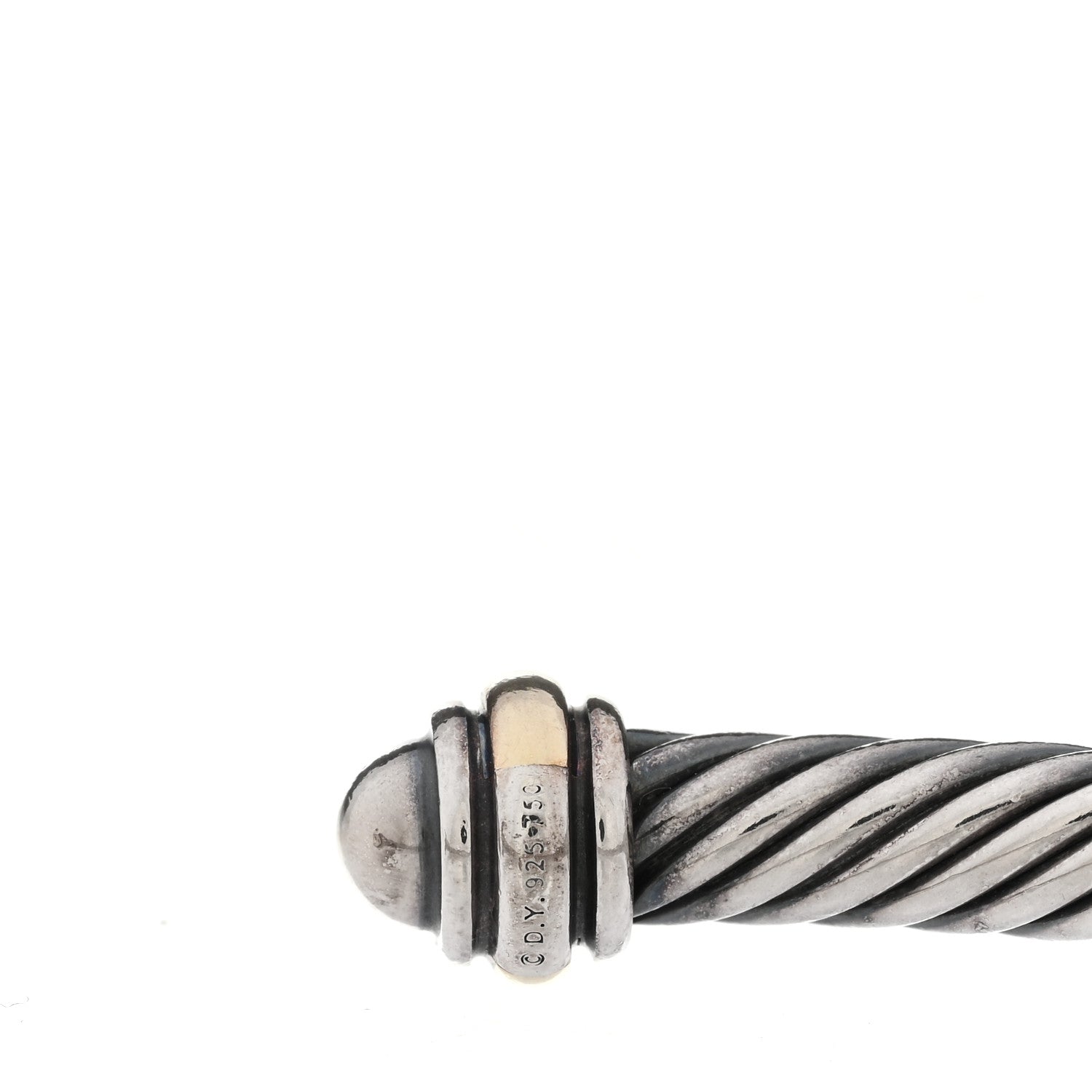 David Yurman Sterling Silver 18K Yellow Gold 4mm Cable Classics Bracelet 4 of 4