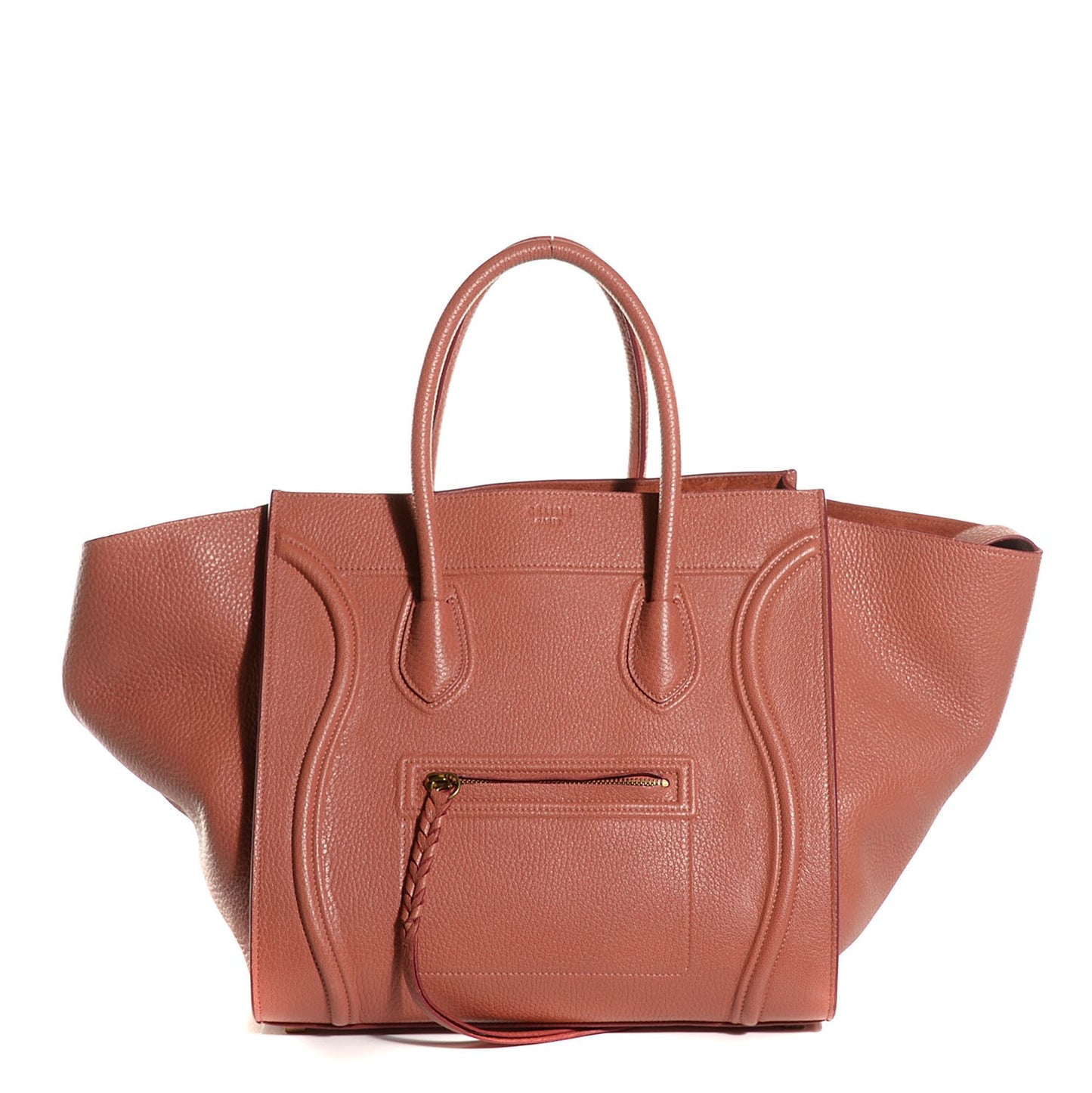 Shiny Grained Calfskin Medium Phantom Luggage Terracotta