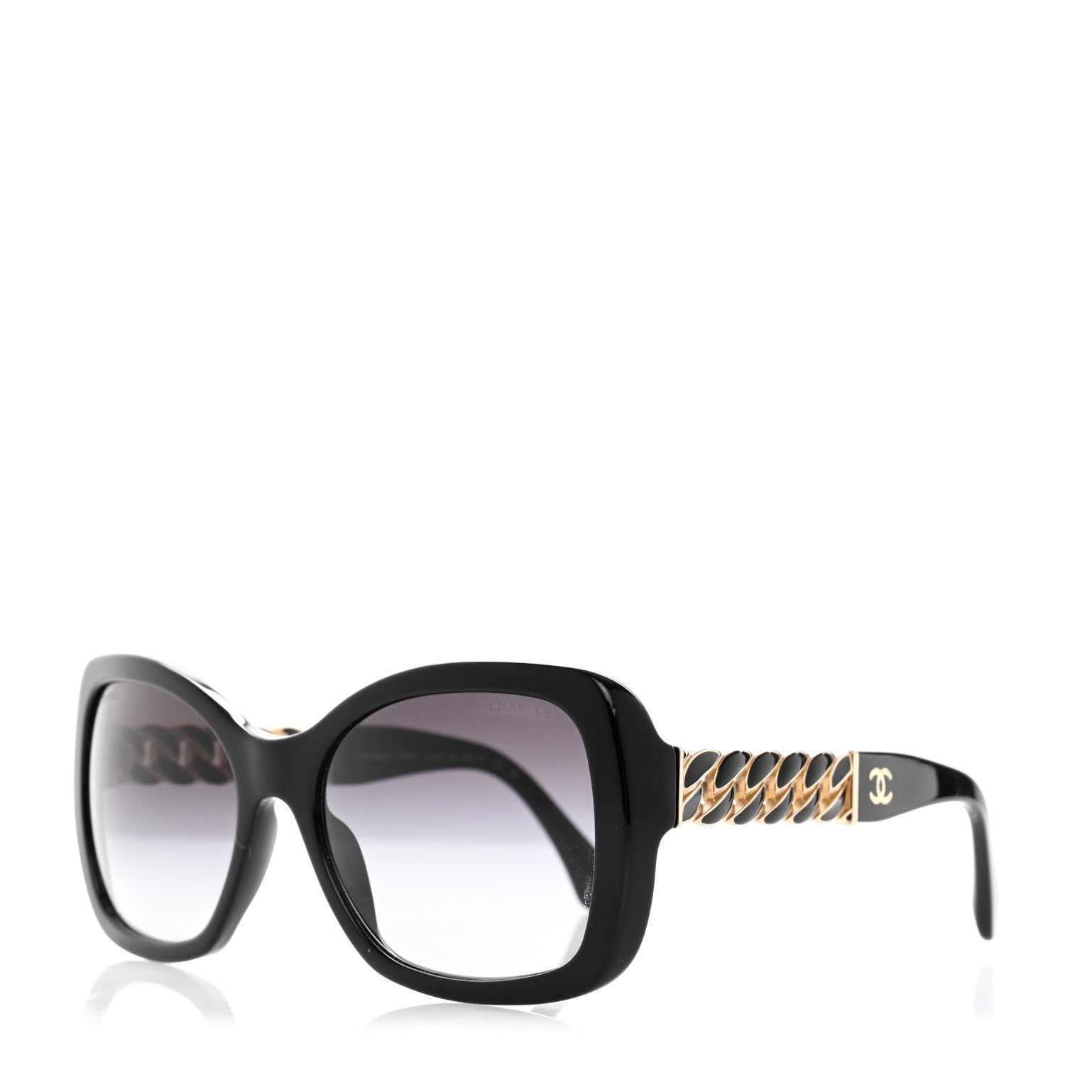 Chanel Acetate Metal Chain Square Sunglasses 5305 Black 1 of 9