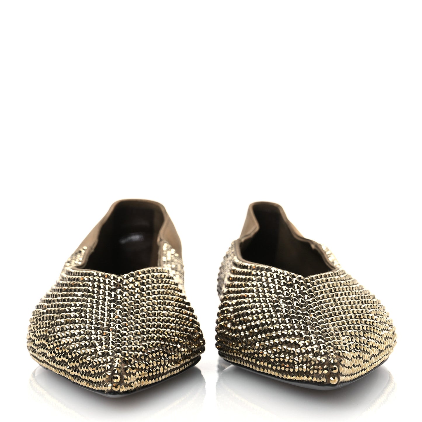 Raso Seta Crystal Embellished Carolyn Mules 37 Kaki Starlight 37 Gold