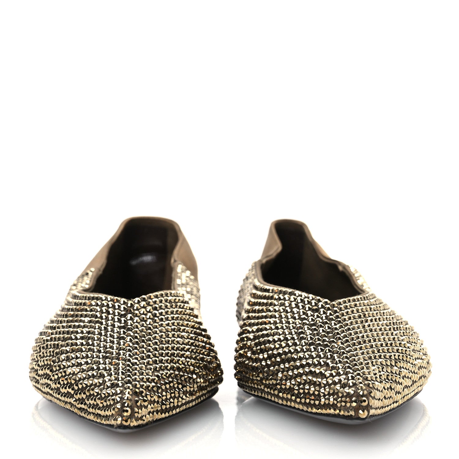 Saint Laurent Raso Seta Crystal Embellished Carolyn Mules 37 Kaki Starlight 37 Gold 3 of 11