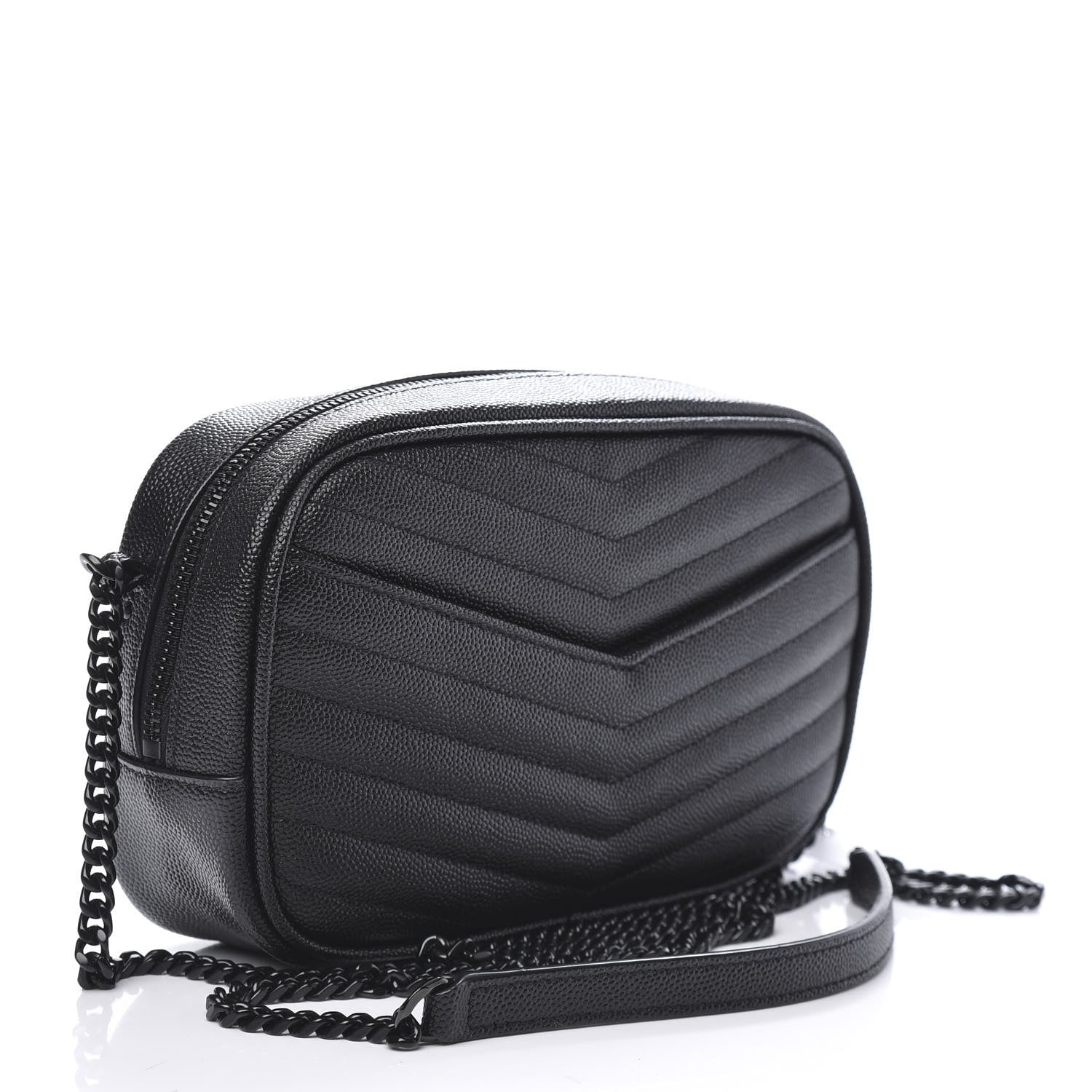 Saint Laurent Grain De Poudre Matelasse Monogram Mini Lou Camera Bag Black 3 of 9