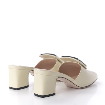 Gucci Malaga Kid Crystal Square G Madelyn Mules 37 Vintage White 4 of 9