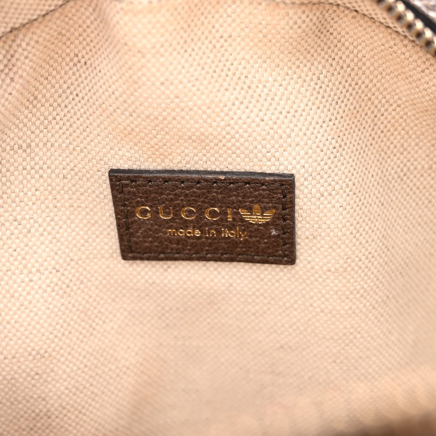 Gucci X ADIDAS Crystal Vintage Monogram Textured Dollar Calfskin Web Trefoil Small Ophidia Round Shoulder Bag Mid Natural Nut Off White New Acero 6 of 10