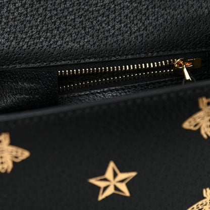 Gucci Textured Calfskin Bee Star Print Small Sylvie Shoulder Bag Black 7 of 13