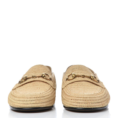 Gucci Raffia Mens Brixton Horsebit Loafers 10 Naturale Sand Storm 2 of 15