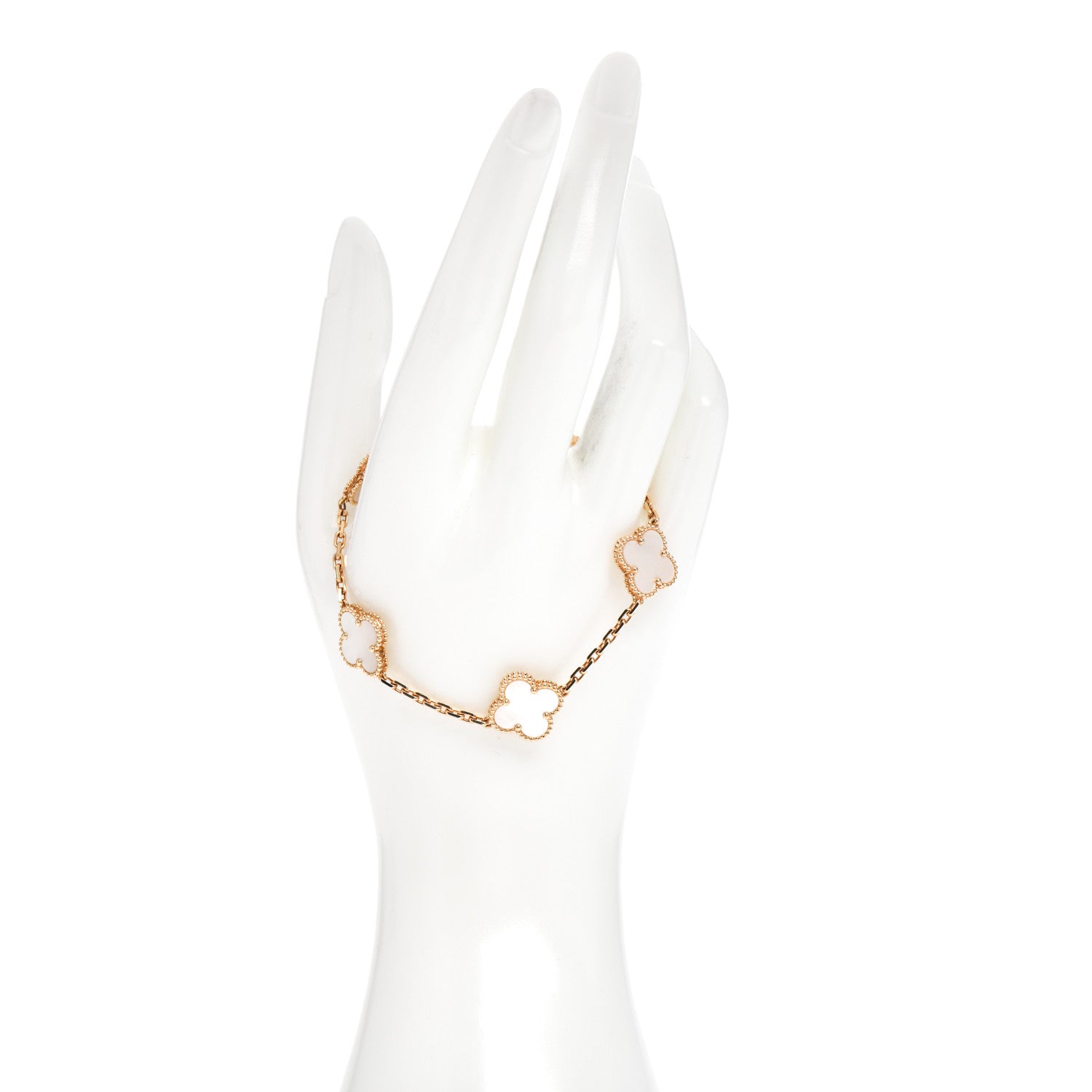Van Cleef & Arpels 18K Yellow Gold Mother of Pearl 5 Motifs Vintage Alhambra Bracelet 2 of 5
