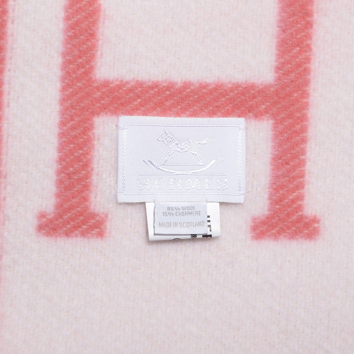 Hermes Wool Cashmere Avalon Baby Blanket Rose Airelle White 4 of 4