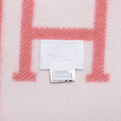 Hermes Wool Cashmere Avalon Baby Blanket Rose Airelle White 4 of 4