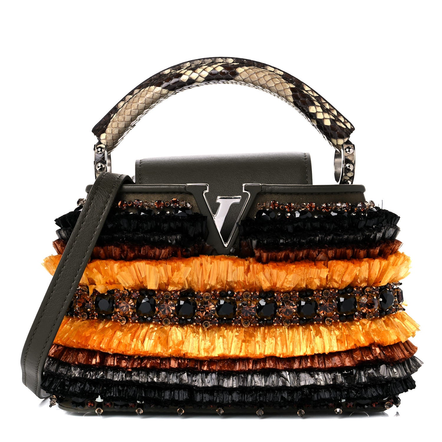Louis Vuitton Calfskin Python Crystal Raffia Capucines Mini Masai Multicolor 1 of 11