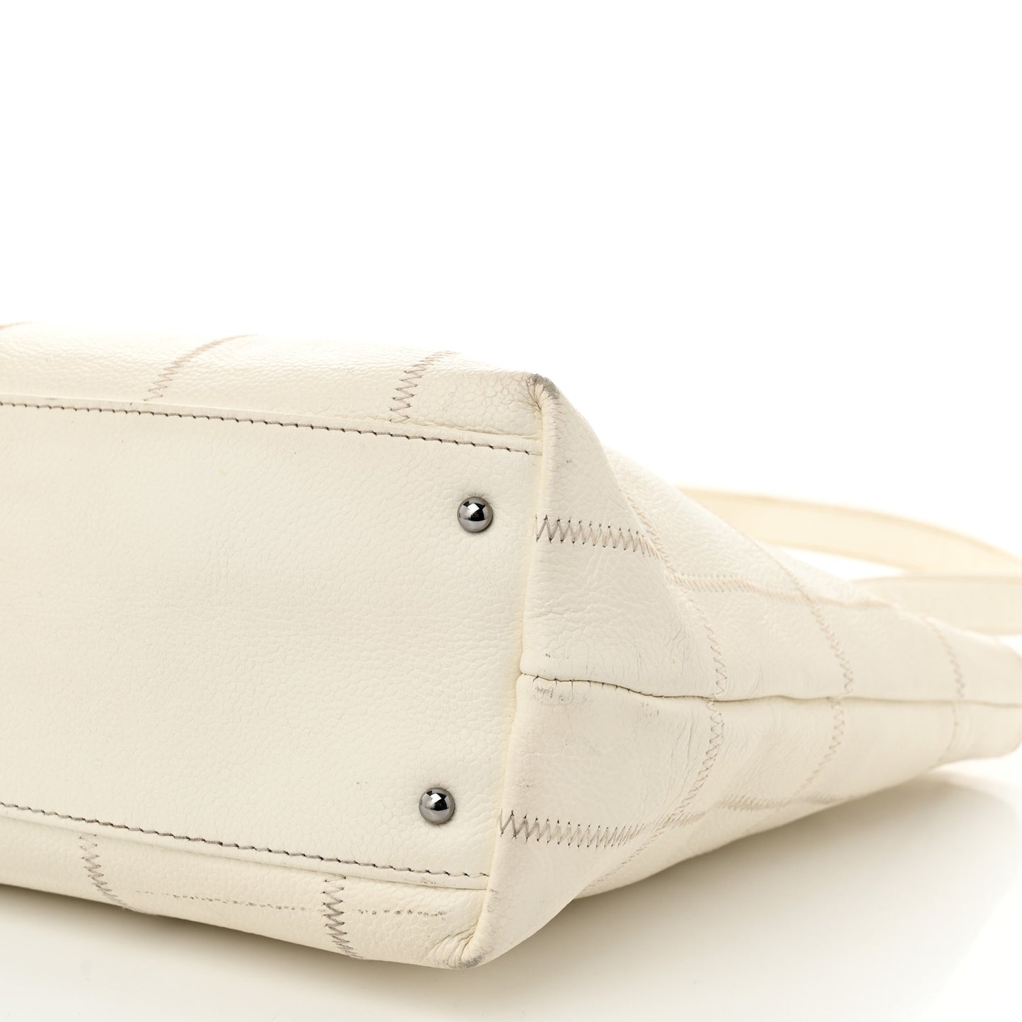 Caviar Square Stitched Tote White