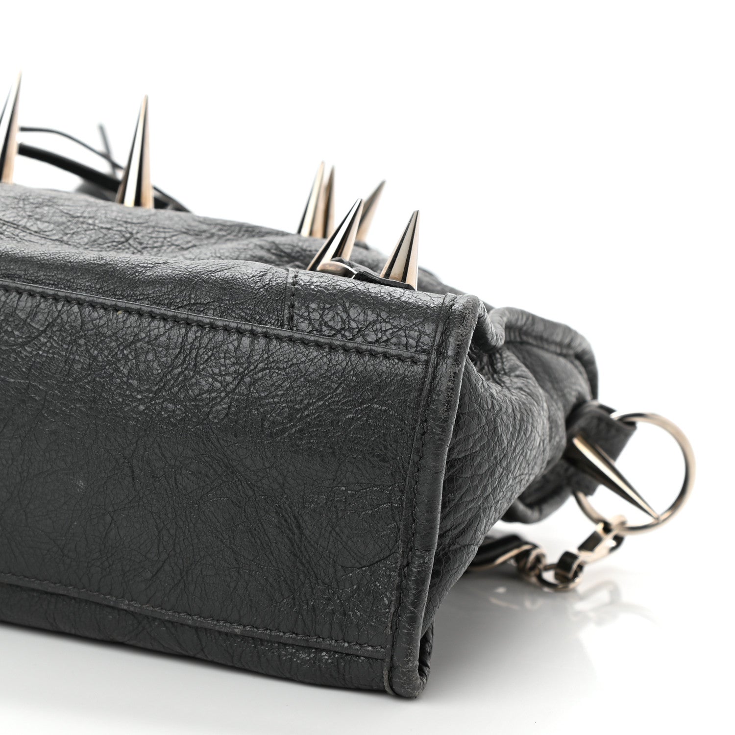 Balenciaga Agneau Spikes Silver Hardware S City Gris Fossile 8 of 9