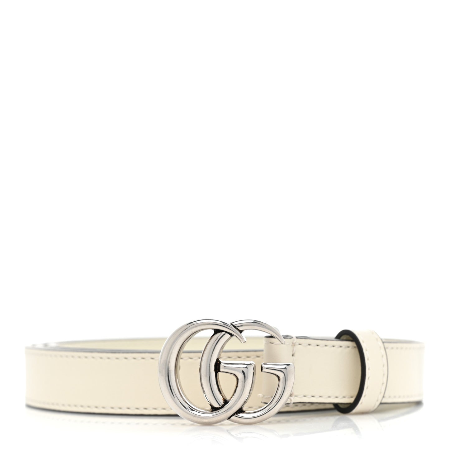 Plutone Calfskin Palladium Double G 20mm Belt 70 28 Mystic White