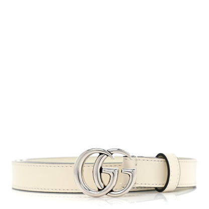Gucci Plutone Calfskin Palladium Double G 20mm Belt 70 28 Mystic White 1 of 5