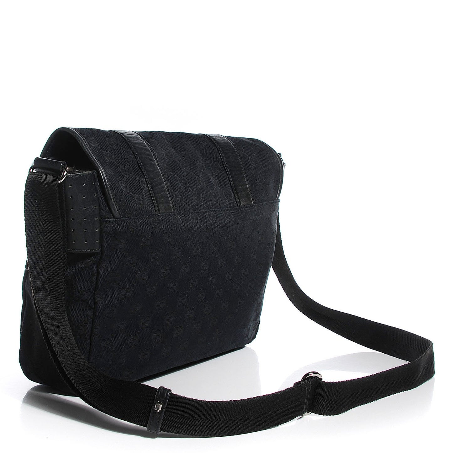 Monogram Medium Double Buckle Flap Messenger Bag Black