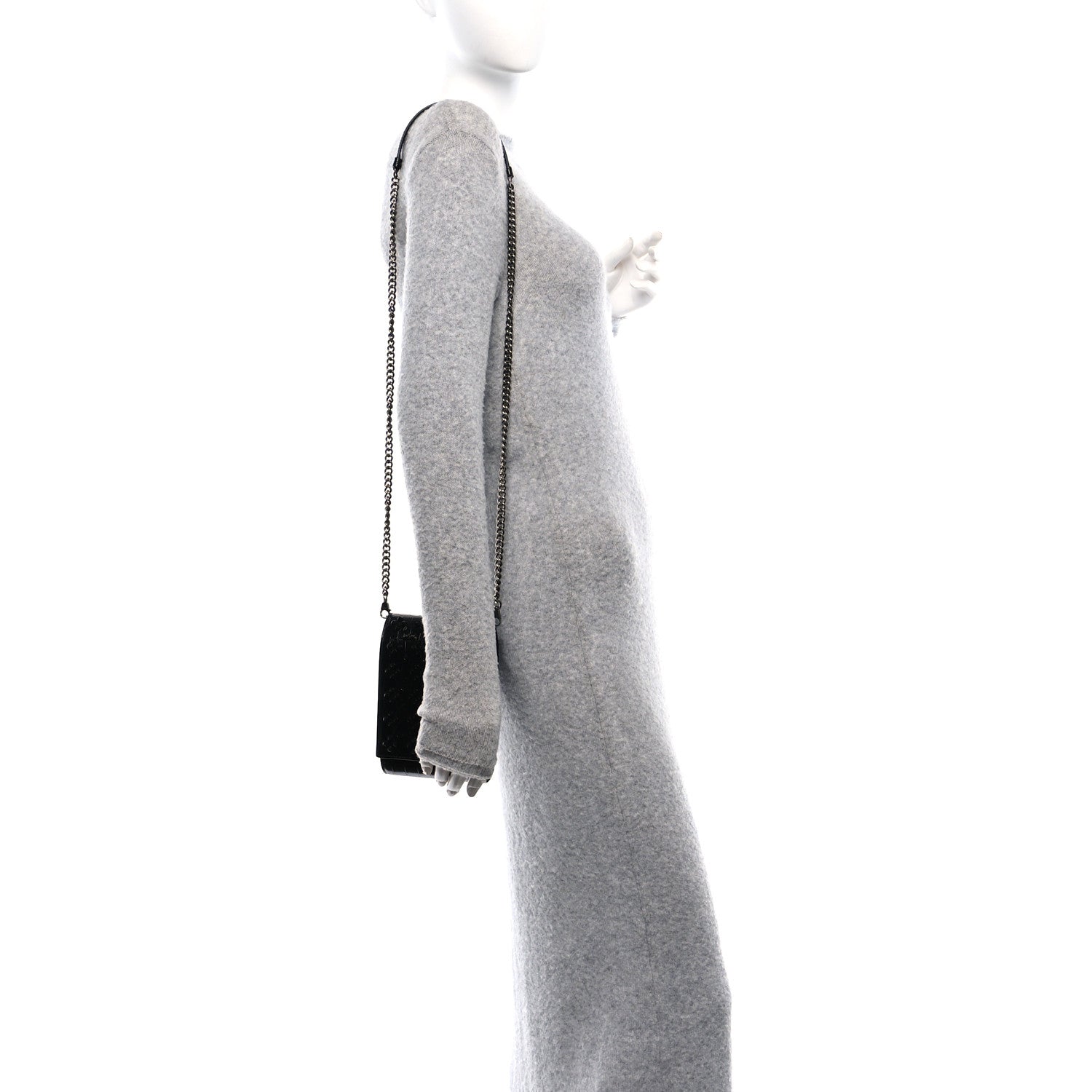 Christian Louboutin Crocodile Embossed Calfskin Spikes Loubinthesky Paloma Crossbody Phone Case Black 2 of 10