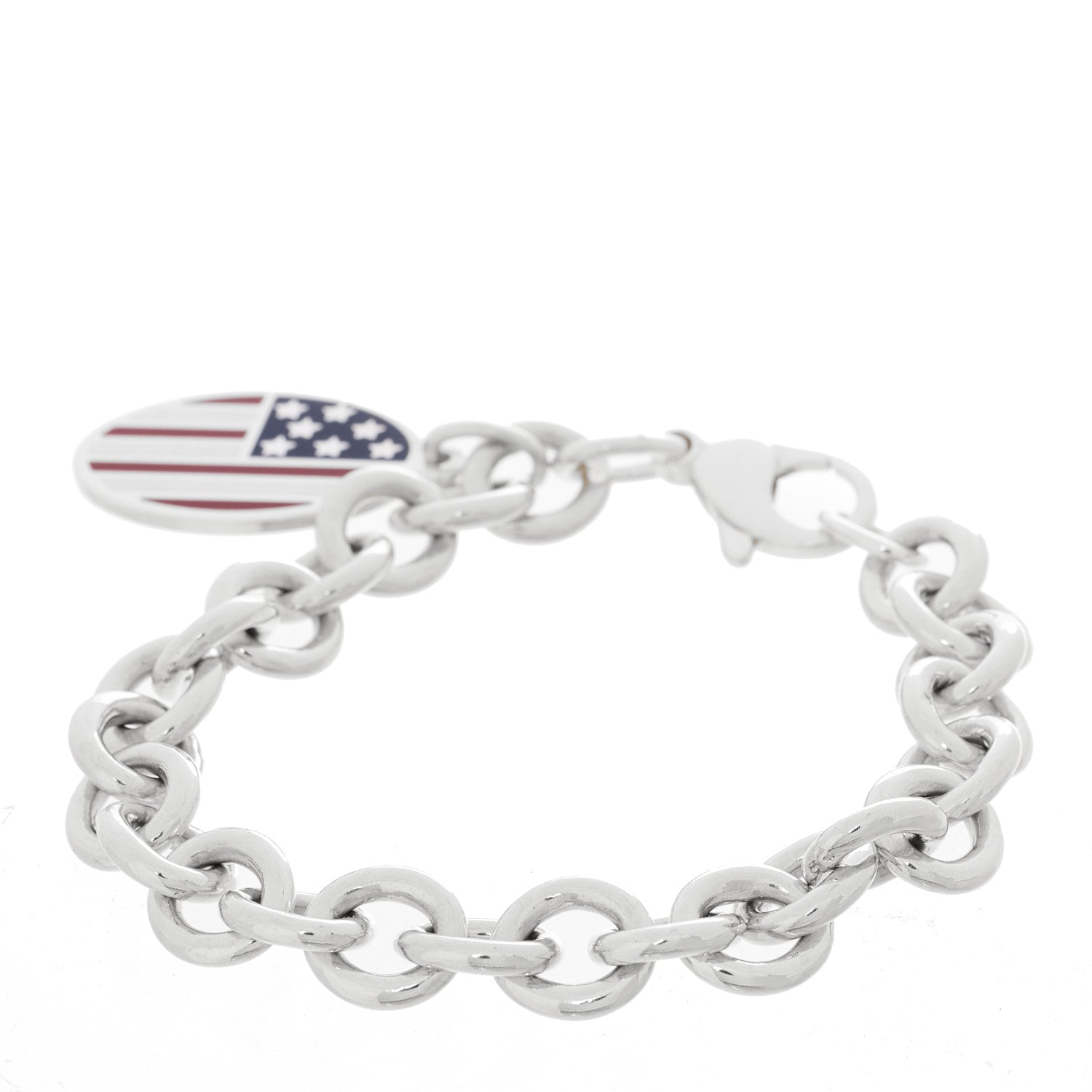 Tiffany Sterling Silver Enamel American Flag Charm Bracelet 2 of 3