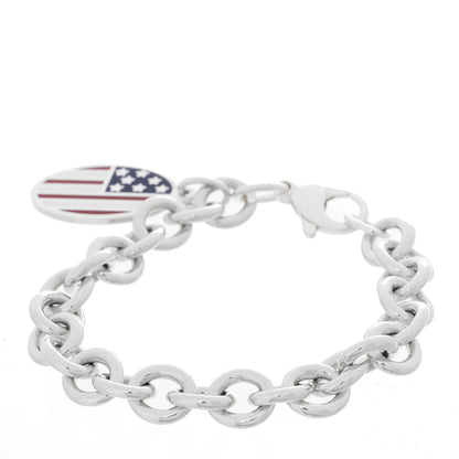 Tiffany Sterling Silver Enamel American Flag Charm Bracelet 2 of 3