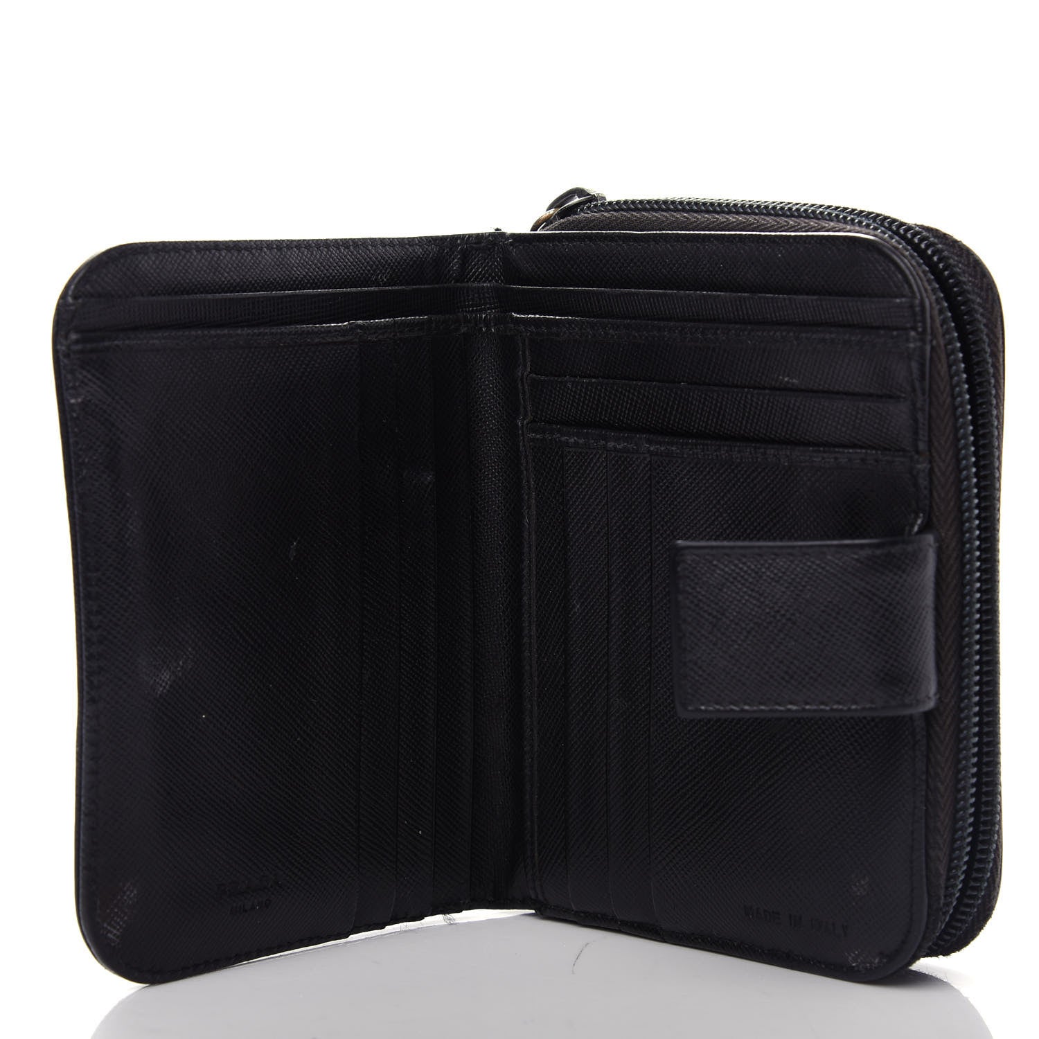 Prada Saffiano Metal Compact Wallet Black 6 of 14
