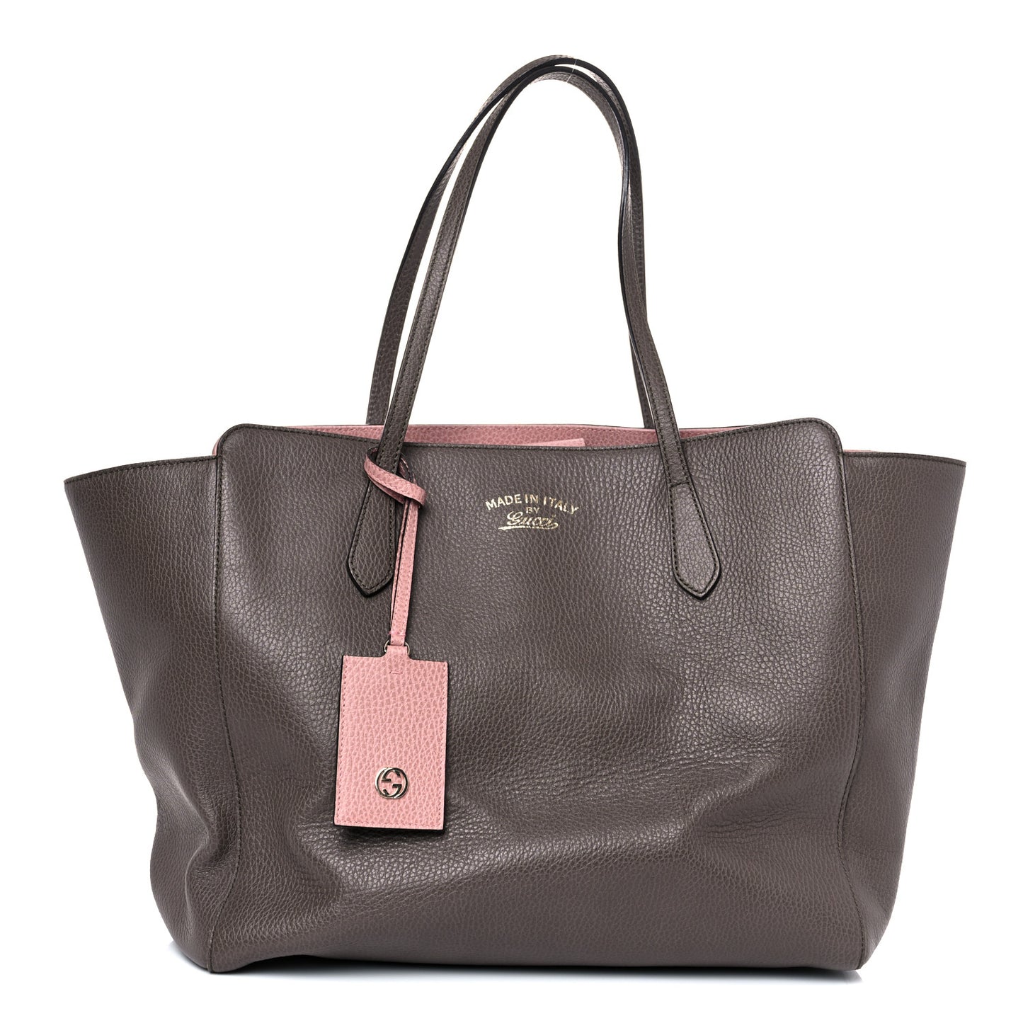 Dollar Calfskin Medium Swing Tote Grey Field Soft Pink