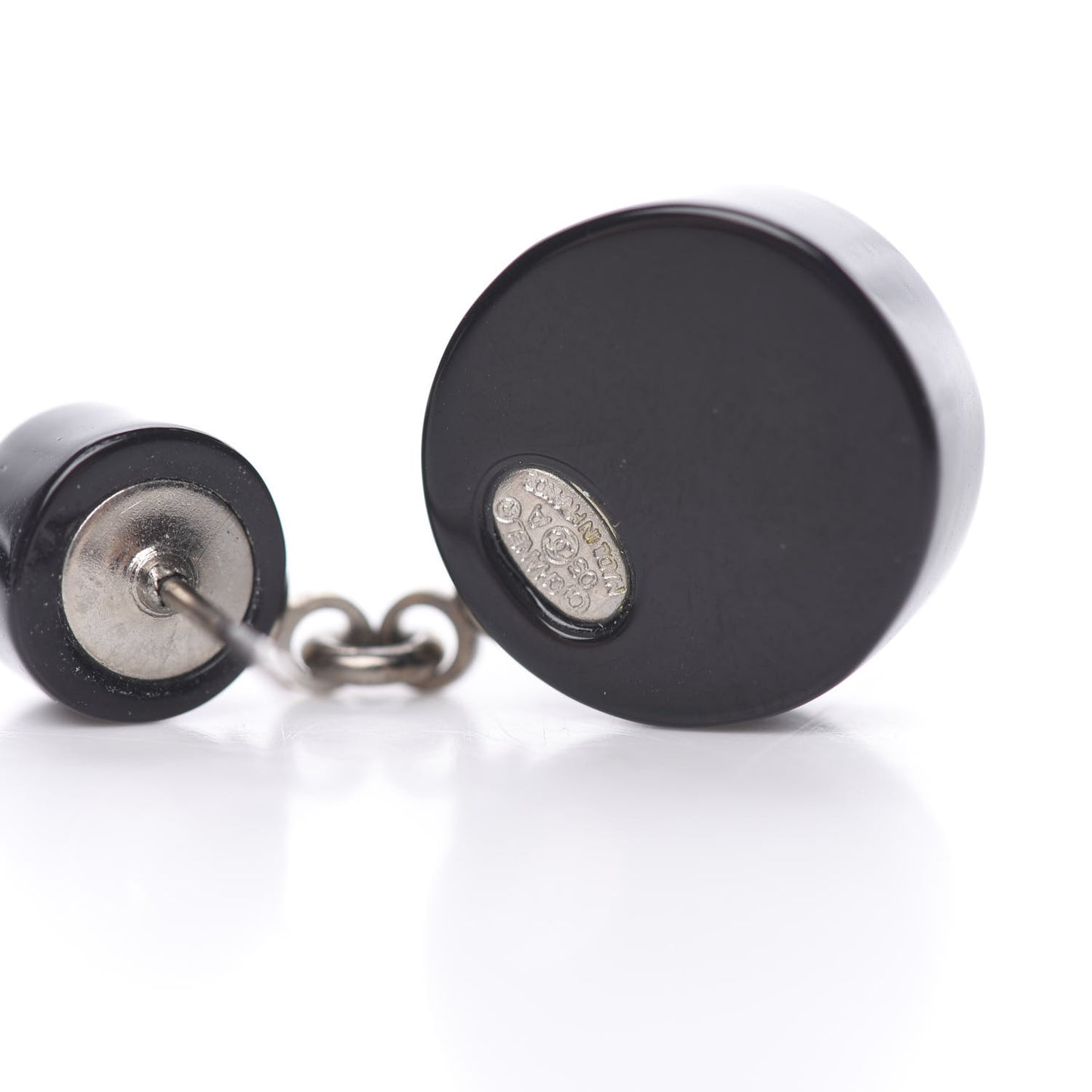 Resin CC Drop Earrings Black