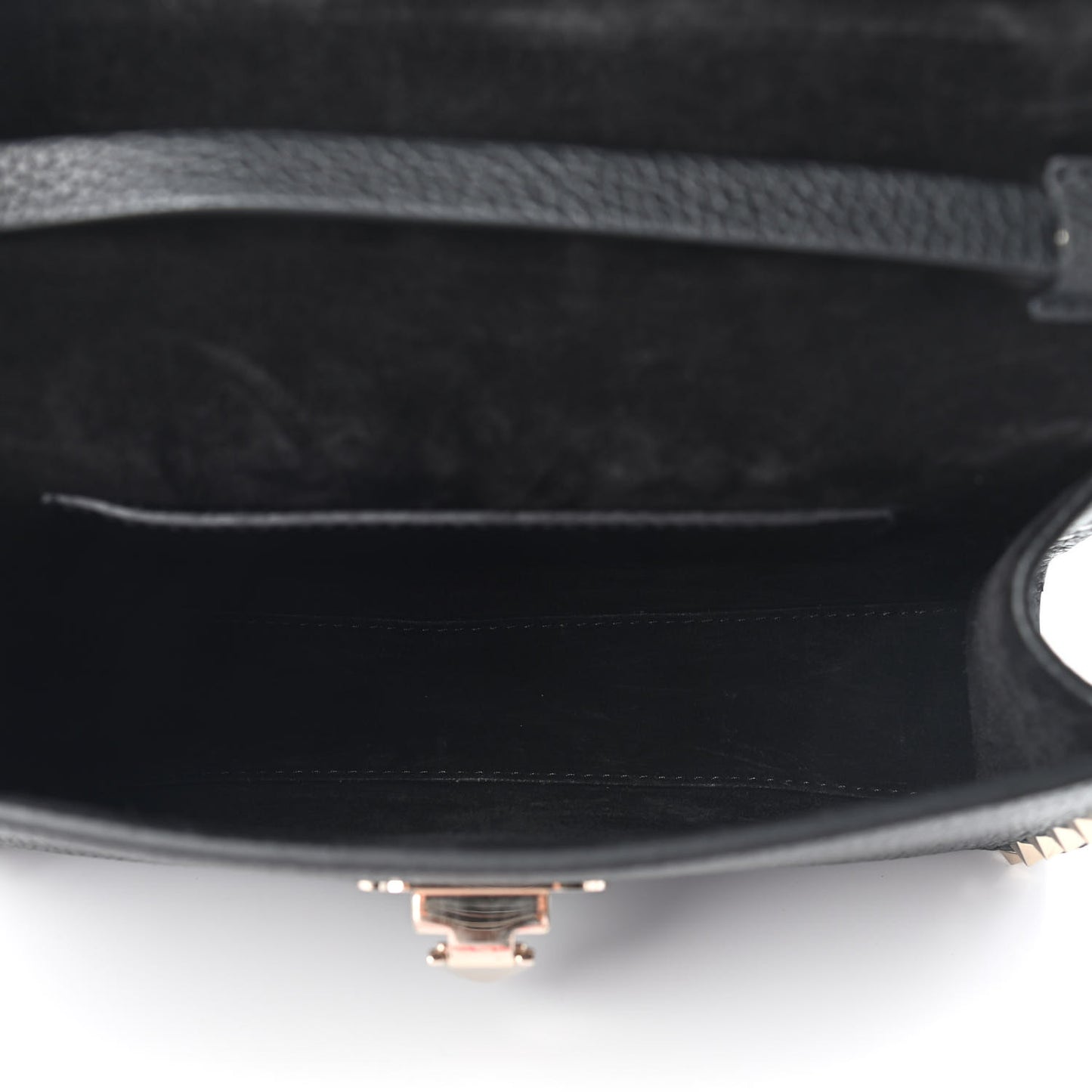 Pebbled Calfskin Medium Rockstud Flip Lock Crossbody Bag Black