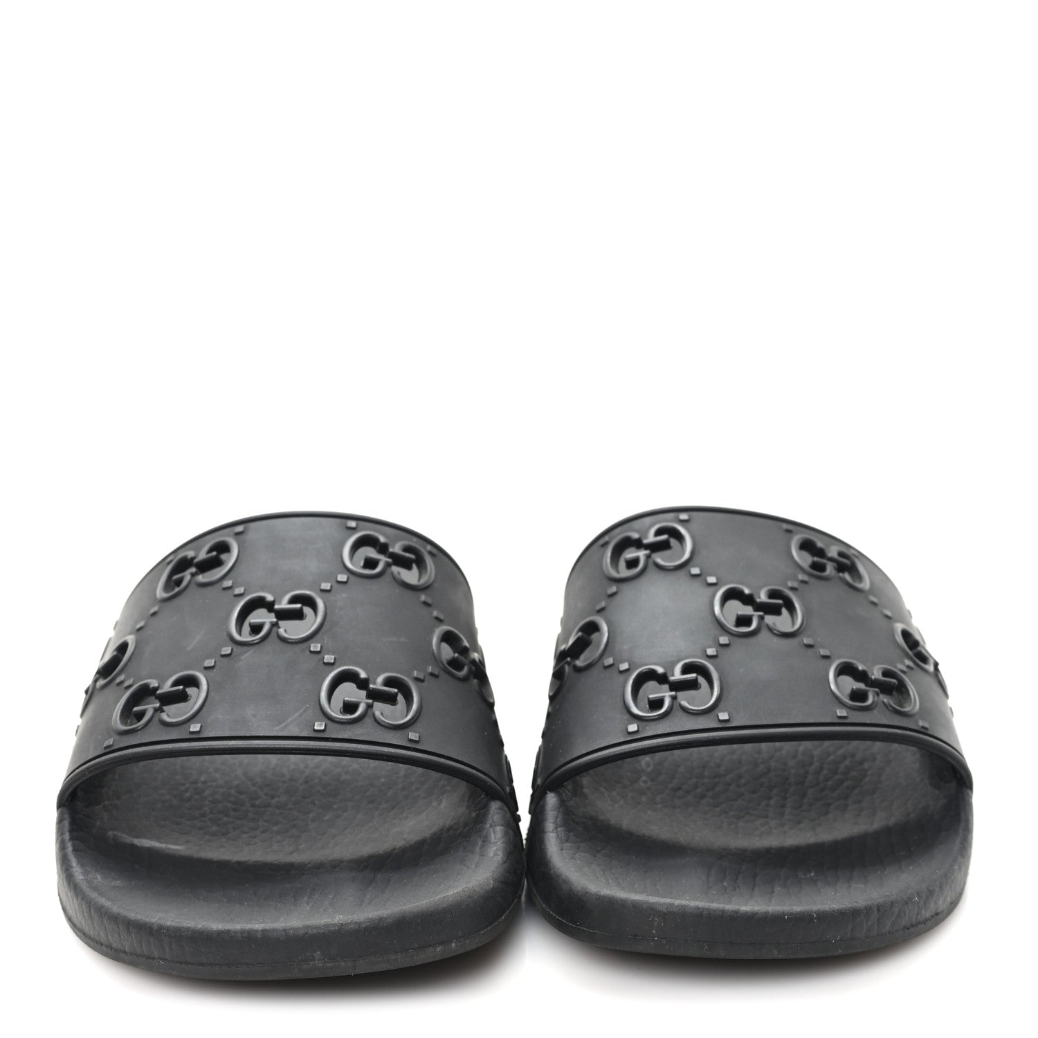 Gucci Rubber GG Monogram Perforated Womens Slide Sandals 37 Black 3 of 8