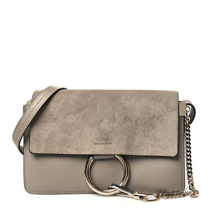 Chloe Suede Calfskin Small Faye Shoulder Bag Motty Grey 1 of 10