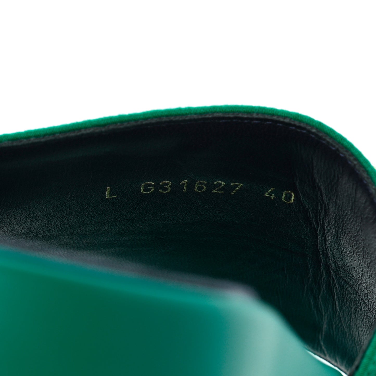 Satin Canvas Chain Slides Flat Sandals 40 Green